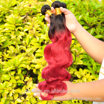 Ombre Hair Extensions Brazilian Virgin Hair Body Wave T1B/Burgundy Human Hair colored two tone